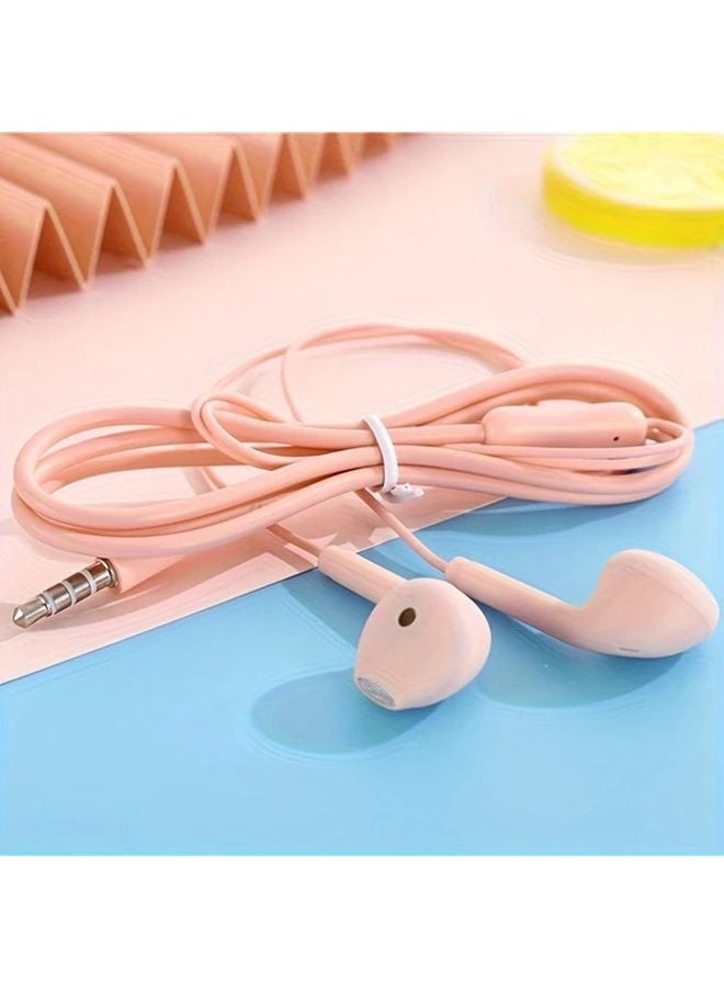Pink Wired In Ear Headphones Hi Res Sound Noise Cancellation Volume Control Tangle Free Cable - Image 1