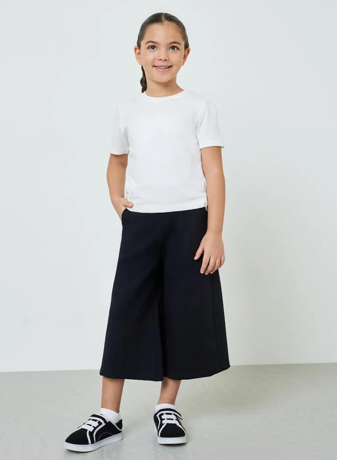 ستايلي Girls Cotton Cropped Wide Leg Joggers