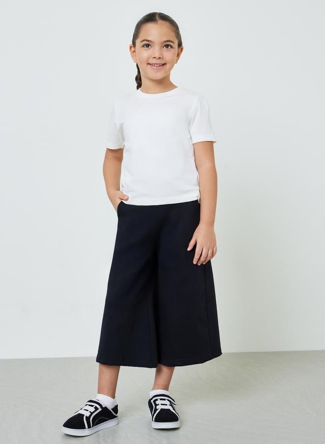 Styli Girls Cotton Cropped Wide Leg Joggers - Image 1