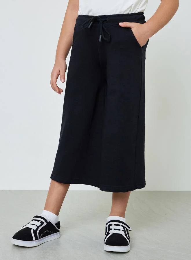 ستايلي Girls Cotton Cropped Wide Leg Joggers