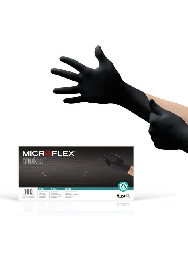 Ansell MICROFLEX MidKnight MK-296 Disposable Nitrile Gloves for Automotive w/Full Texture - Medium, Black (Box of 100) - Image 1