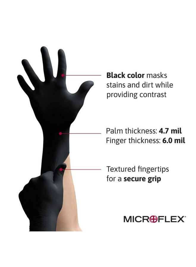 Ansell MICROFLEX MidKnight MK-296 Disposable Nitrile Gloves for Automotive w/Full Texture - Medium, Black (Box of 100) - Image 2