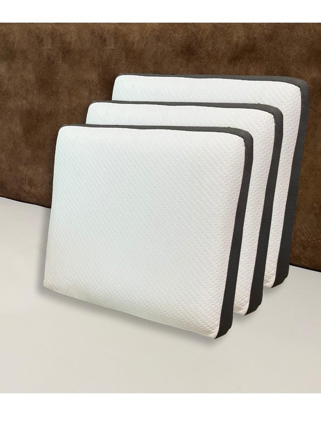 CUSHIO Memory Foam Orthopedic Pillow - Size 23"x15"x4" (Pack of 3) Cervical Pillow for Neck & Shoulder Pain Relief | Wake Up Refreshed | Free Removable Zipper Cover (White & Grey) - Image 1