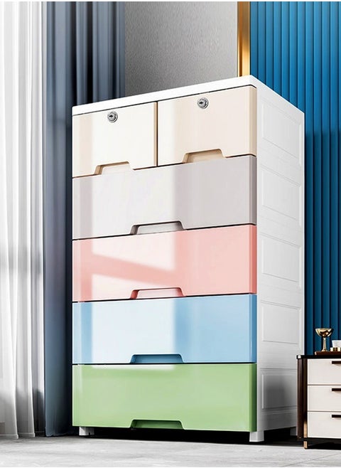 6 Drawers Plastic Cabinet Combined Locker Clothes Storage Cabinet Rack Closet Drawers Organizer Unit for Clothes Toys 60 x 35 x 100 cm
