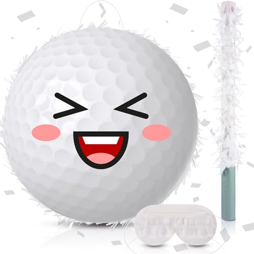Poen Golf Piata Set Party Piata Bundle with a Blindfold Bat and Confetti 13 x 13 x 3 Inch Funny Piata for Birthday Sports Theme Party Piata Games Decorations - Image 1