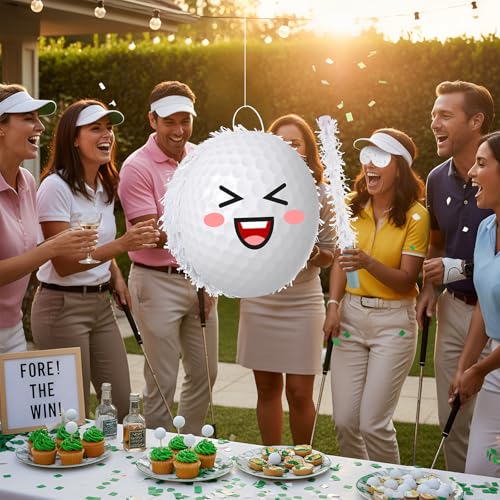 Poen Golf Piata Set Party Piata Bundle with a Blindfold Bat and Confetti 13 x 13 x 3 Inch Funny Piata for Birthday Sports Theme Party Piata Games Decorations - Image 5