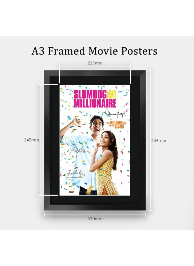 HWC Trading HWC Trading Slumbdog Millionaire Movie Poster Dev Patel 16 x 12 inch Framed Gifts Printed Poster Signed Autograph Picture for Movie Memorabilia Fans - 16" x 12" Framed  - Image 2
