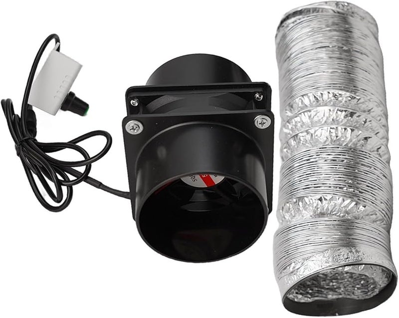 مروحة شفط مجرى الهواء بقابس USB 5 فولت وسرعة قابلة للتعديل، ملف نحاسي، تصميم بدون ضوضاء، مع أنبوب 300 سم، باللون الأسود - Image 3