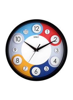 OREX Stylish Plastic Wall Clock for Home, Bedroom, Kitchen, Living Room, Office, 12 Inches in Size with Black Colour Ring - (OC-081)
