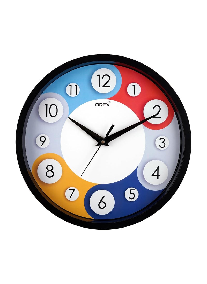 OREX - OREX Stylish Plastic Wall Clock for Home, Bedroom, Kitchen, Living Room, Office, 12 Inches in Size with Black Colour Ring - (OC-081) - Image 1