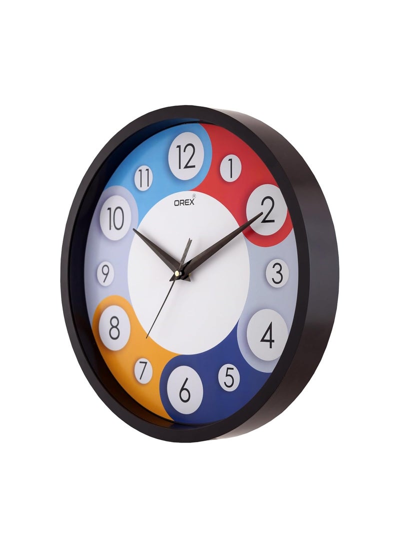OREX - OREX Stylish Plastic Wall Clock for Home, Bedroom, Kitchen, Living Room, Office, 12 Inches in Size with Black Colour Ring - (OC-081) - Image 1