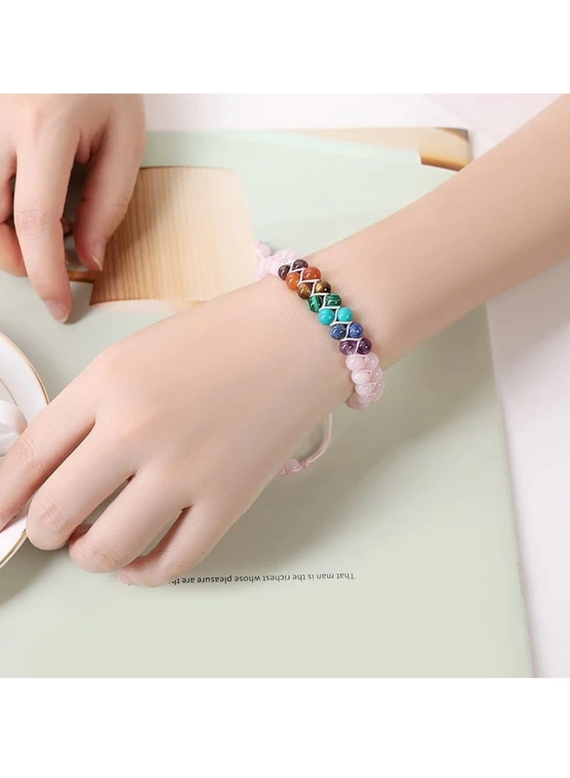 أوزيغالور سلسلة الخاتم الشفاء بحبيبات الأحجار الطبيعية، خاتمات الشفاء بحبيبات الشكرا للنساء والرجال، سلسلة الخاتم مع حبيبات الكريستال الحقيقية وهدايا الأحجار” - Image 2