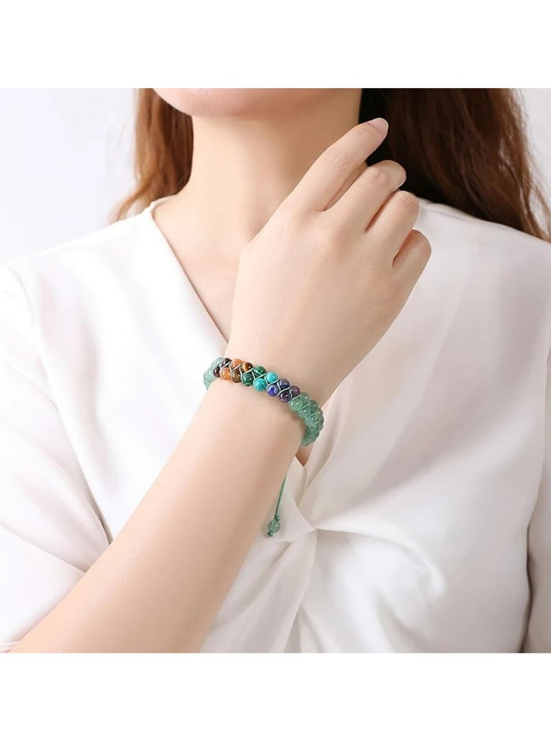 أوزيغالور سلسلة الخاتم الشفاء بحبيبات الأحجار الطبيعية، خاتمات الشفاء بحبيبات الشكرا للنساء والرجال، سلسلة الخاتم مع حبيبات الكريستال الحقيقية وهدايا الأحجار” - Image 4