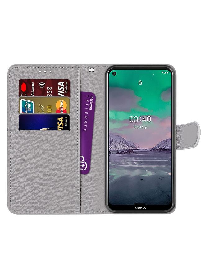 اس-توب جراب لهاتف Nokia 3.4، جراب جلدي من البولي يوريثان قابل للطي أفقيًا بتصميم متقاطع ملون مع حامل وفتحات للبطاقات ومحفظة وحبل تثبيت - Image 3