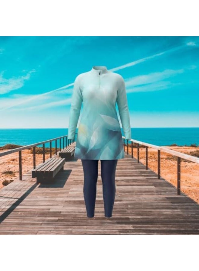 Women's 3-piece burkini swimsuit - vest, pants and turban in quick-drying material for beach and swimming pools (BS21) - Image 2