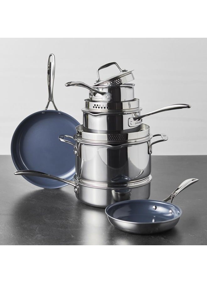 Zwilling طقم أواني الطهي غير اللاصقة من الفولاذ المقاوم للصدأ سيراميك 10 قطع من كلاد CFX - Image 2