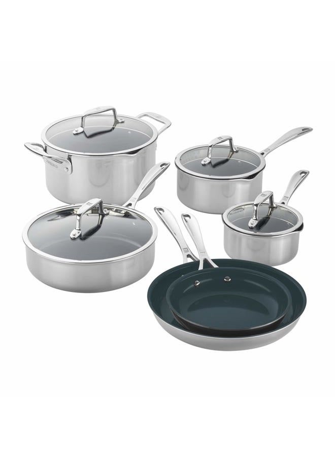 Zwilling طقم أواني الطهي غير اللاصقة من الفولاذ المقاوم للصدأ سيراميك 10 قطع من كلاد CFX - Image 1