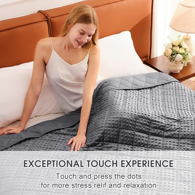 BETU Grey Weighted Blanket for Adults 15lbs, 48"x72", Twin Full Size Cooling Minky Heavy Throw Blanket for 120-160lbs, Soft Winter Thick Big Blankets Weighted Comforter Gift for Sleeping - Image 3