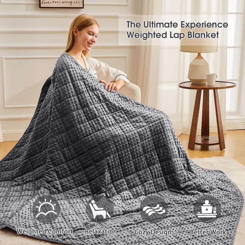 BETU Grey Weighted Blanket for Adults 15lbs, 48"x72", Twin Full Size Cooling Minky Heavy Throw Blanket for 120-160lbs, Soft Winter Thick Big Blankets Weighted Comforter Gift for Sleeping - Image 4