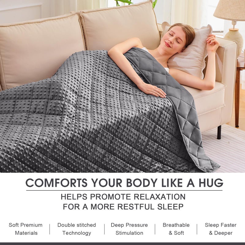 BETU Grey Weighted Blanket for Adults 15lbs, 48"x72", Twin Full Size Cooling Minky Heavy Throw Blanket for 120-160lbs, Soft Winter Thick Big Blankets Weighted Comforter Gift for Sleeping - Image 5