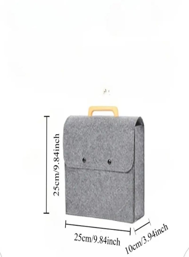 VALUEVIBES Felt Gift Bag with Wooden Handle - Reusable Tote for Gifting & Storage (Medium Gray) - Image 4