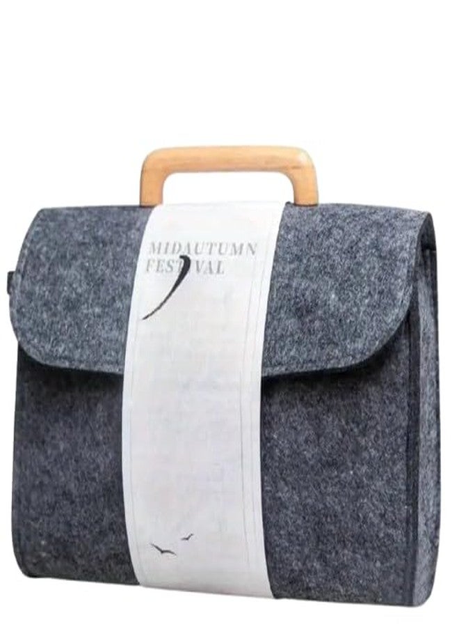VALUEVIBES Felt Gift Bag with Wooden Handle - Reusable Tote for Gifting & Storage (Medium Gray) - Image 3