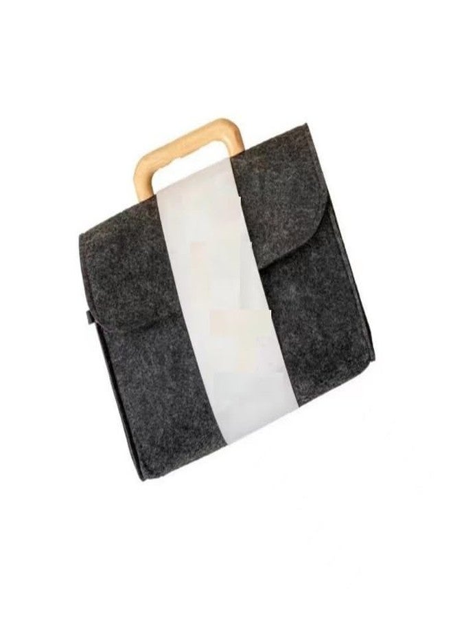 VALUEVIBES Felt Gift Bag with Wooden Handle - Reusable Tote for Gifting & Storage (Medium Gray) - Image 1