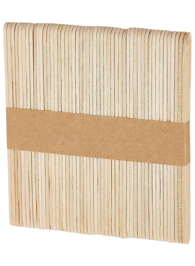 مجموعة من 50 قطعة من عصي لتشكيل المثلجات والمصاصات والكيك بطول 15 سم، بنية من الخشب الطبيعي للاطفال لممارسة الفنون والاعمال الحرفية اليدوية - Image 1