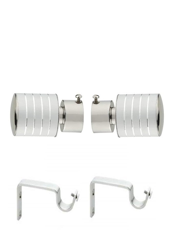 LEEZEN Stainless Steel Curtain Bracket Parda Holder with Support 1 Inch Rod Pocket Finials Designer Door and Window Rod Support Fittings, Curtain Rod Holder (Pack of 3 Set, Silver) - Image 4