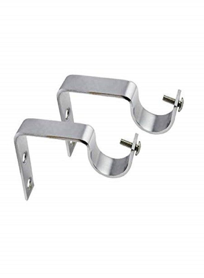 LEEZEN Stainless Steel Curtain Bracket Parda Holder with Support 1 Inch Rod Pocket Finials Designer Door and Window Rod Support Fittings, Curtain Rod Holder (Pack of 3 Set, Silver) - Image 3
