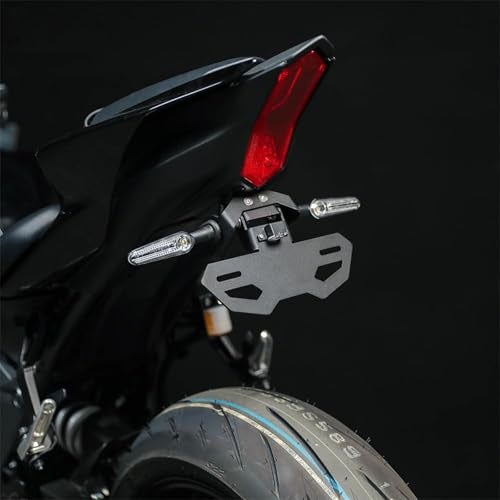 GZDLMoto For YZF R7 Tail Tidy License Plate Holder Fender Eliminator Kits Fits For YAMAHA YZF-R7 MT-07 FZ-07 2021-2024, Rear License Plate Bracket W/Lights and Turn Signal Mounting Holes (Black) - Image 1