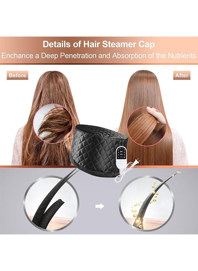 DAREU Portable Electric Heat Cap for Deep Conditioning – Thermal Hair Steamer Cap for Natural Hair Spa Treatments at Home (Solid Black)  - Image 2