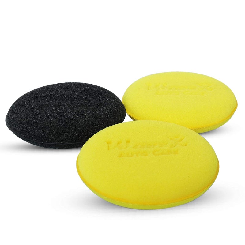 Wavex Ultrafine Foam Sponge Applicator for Car Wax, Dashboard Dressing, Tyre Dressing and many more (Pack of 2 Yellow 1 Black) - Image 3