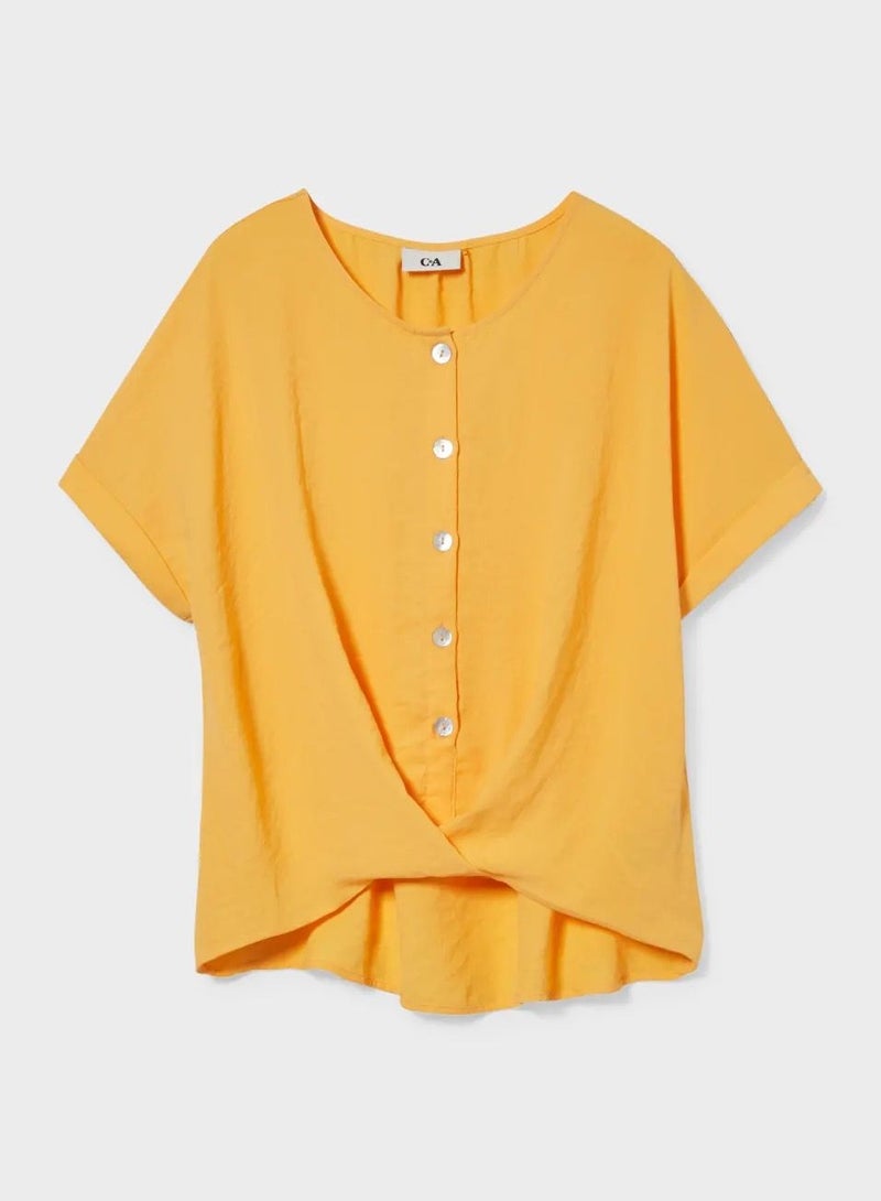 CA C&A Flowing blouse with draped waistband and high-low hem - Image 4