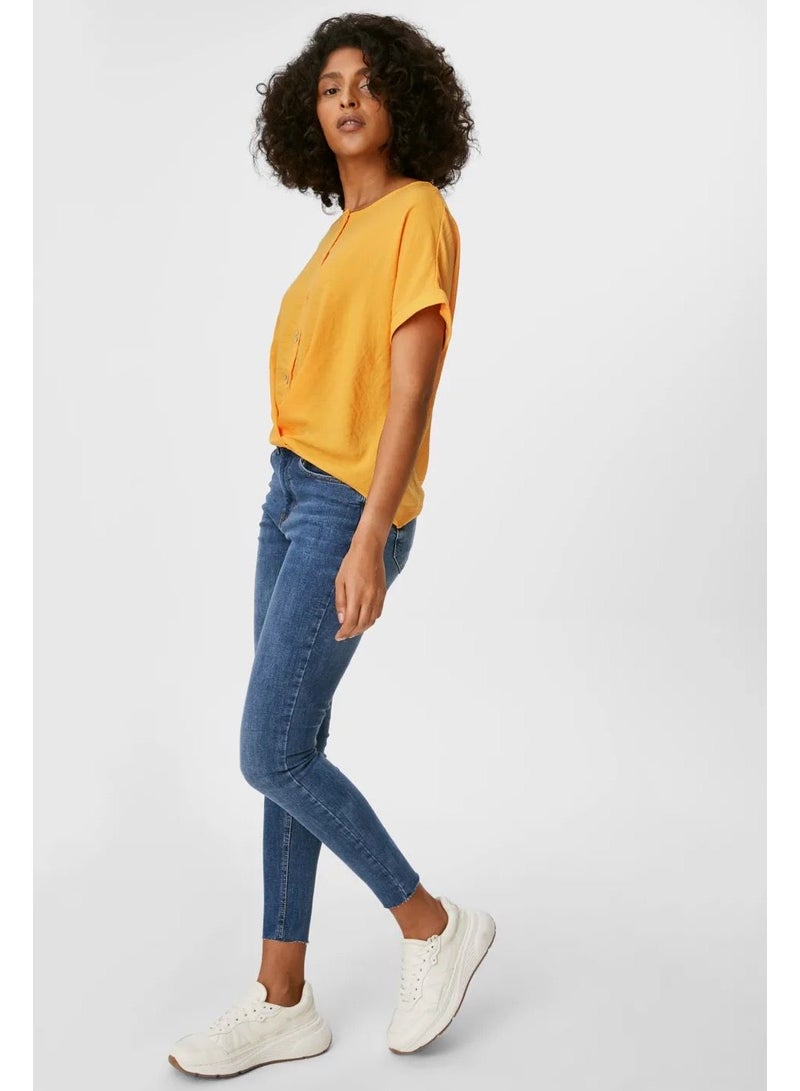 CA C&A Flowing blouse with draped waistband and high-low hem - Image 3