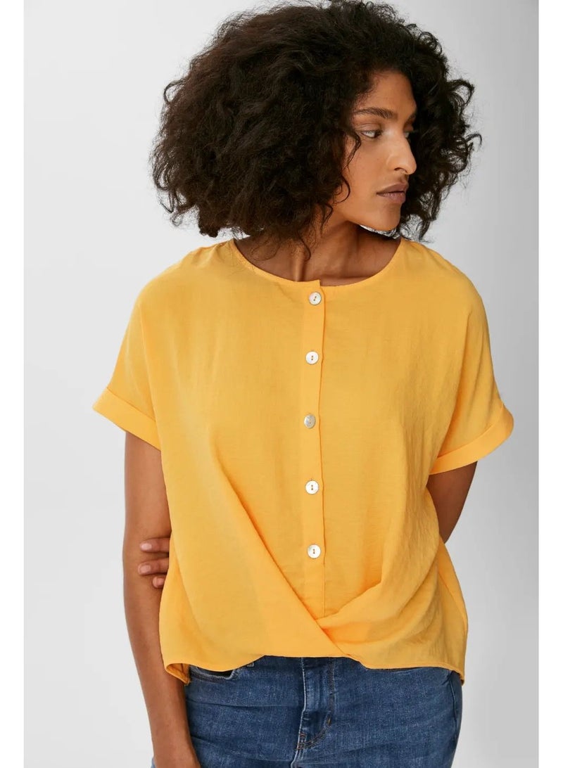 CA C&A Flowing blouse with draped waistband and high-low hem - Image 1