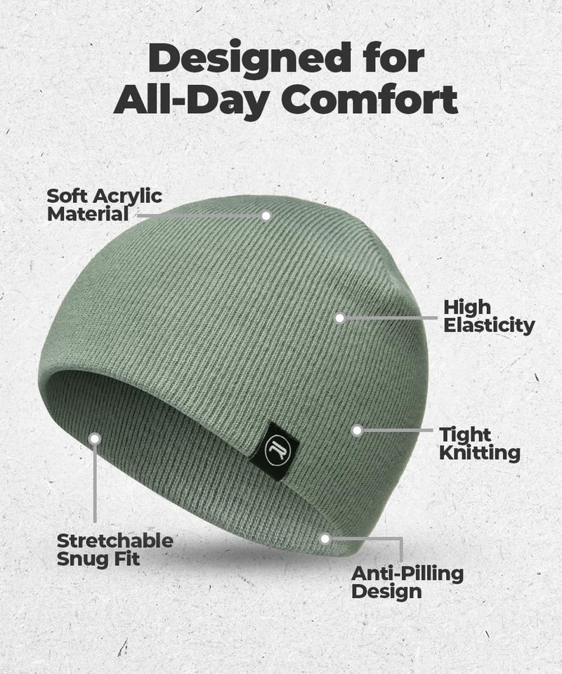 Revony Original Beanie Cap - Soft Knit Beanie Hat - Warm and Durable (Sea Green) - Image 4
