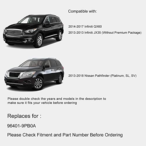 SPEEDWOW واقي شمس مع مرآة ومصباح تجميل للسائق الجانب الأيسر متوافق مع نيسان باثفايندر 2013-2018 إنفينيتي QX60 2014-2017 إنفينيتي JX35 2013 96401-9PB0A (يسار) - Image 5