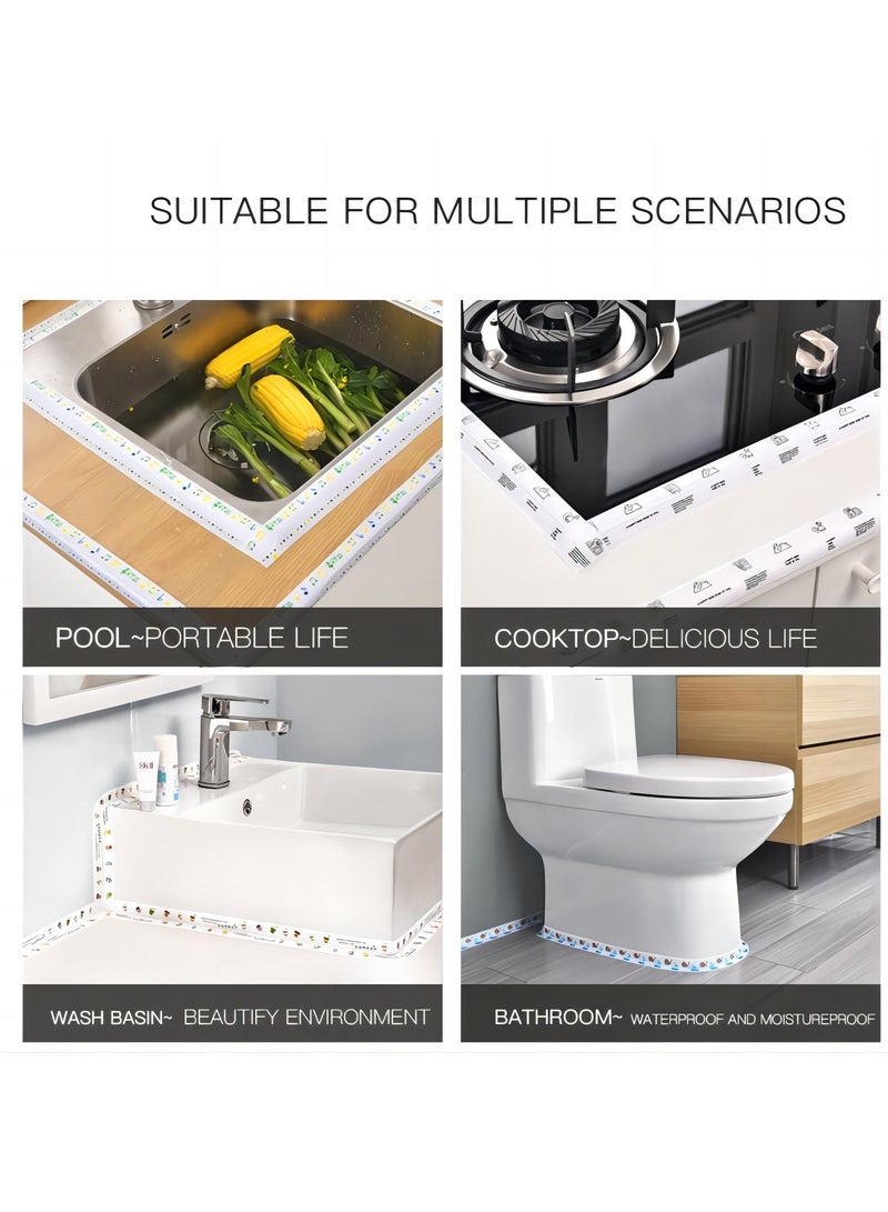 SYOSI Blue Plaid Caulk Tape 10.5' x 1.5'' Waterproof Self Adhesive Caulk Strip Bathtub Sealant Tape Caulking Tape Sealing Strip Oil Proof Bathroom Caulk for Kitchen Floor Wall Edge ProtectorPE - Image 5