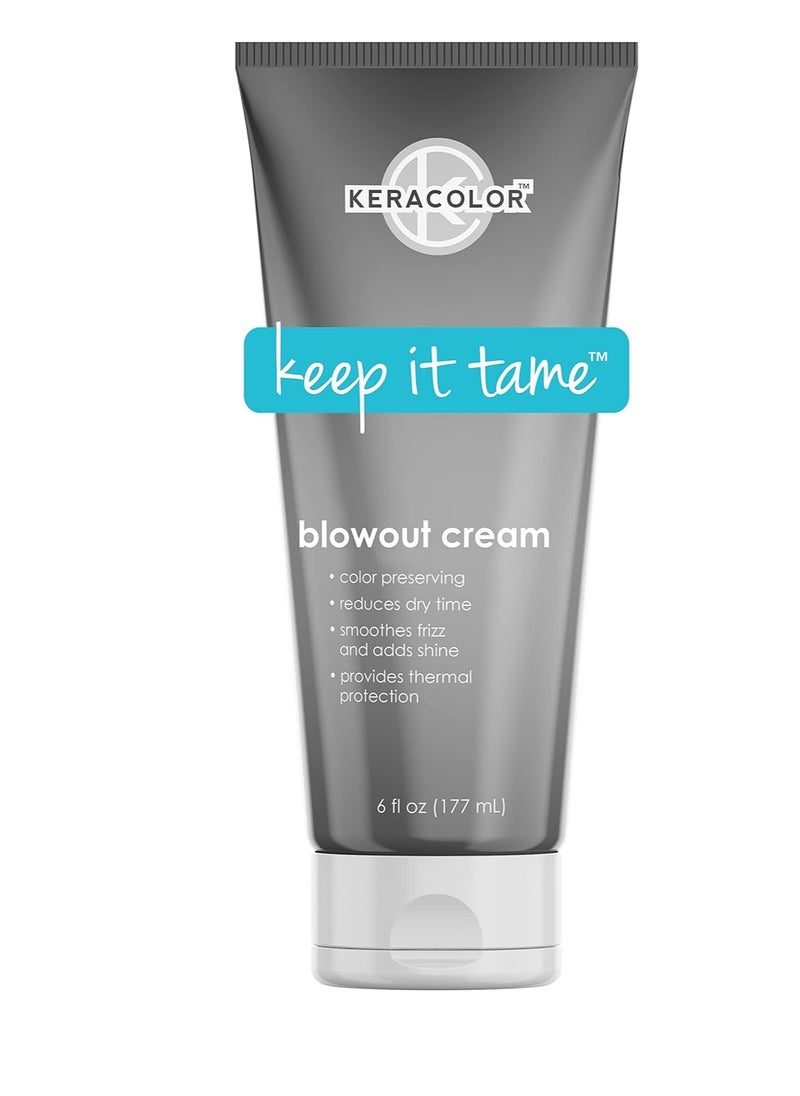 KERACOLOR - KERACOLOR Blowout Smoothing Cream for Hair, Color Preserving, Heat Protectant Styling Treatment, 6 Fl Oz - Image 1