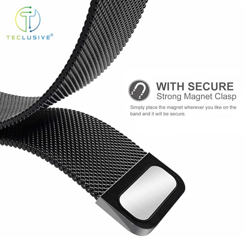 T TECLUSIVE Luxury Metal Magnetic Strap Band Compatible for Galaxy Fit 3 | Adjustable Magnetic Loop Band Chain for Galaxy Watch Fit 3 (Black) - Image 2