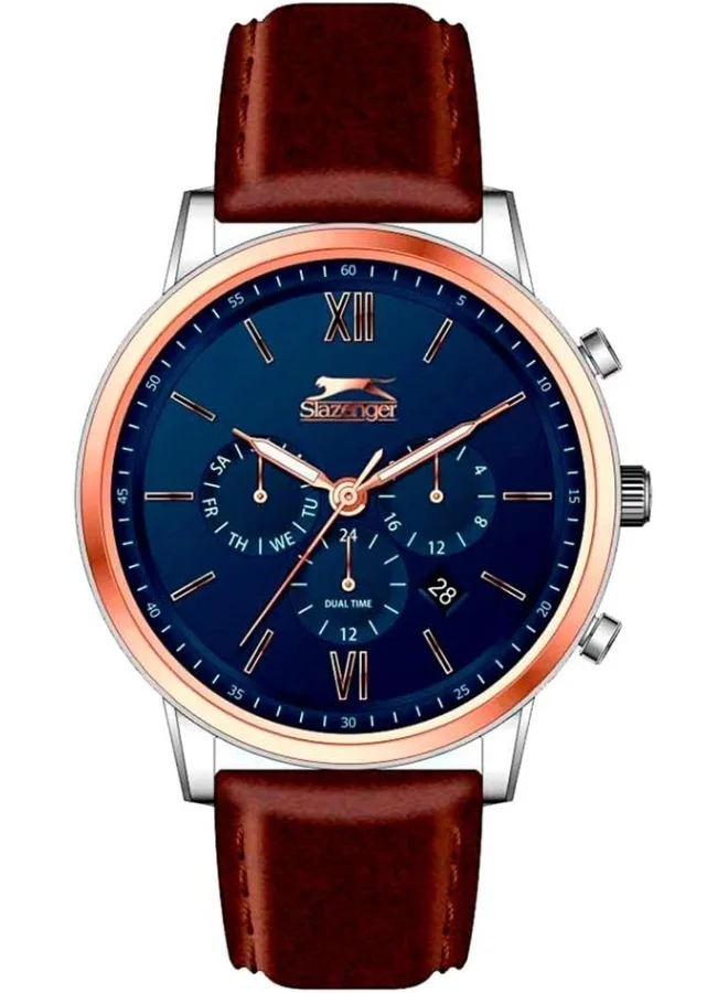 سلازنجر Men'S Quartz Movement Watch, Multi Function Display And Leather Strap - Sl.9.6279.2.02, Brown