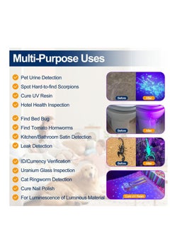 Generic Black Light UV Light Flashlight:Ultraviolet Blacklight Flashlight Mini Powerful Pet Urine Detector for Dog/Cat, Carpet Dry Stains Detection, Spot Scorpions, Resin Curing  - Image 5