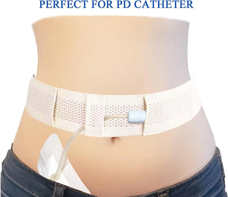 CHYDST Peritoneal Dialysis Belt, PD Belts Dialysis for Men Women, Feeding Tube Belt, PD Catheter Belt, G Tube Holder Belt, Peritoneal Dialysis Catheter Accessory for Stomach Feeding Peg J Tube (L, Beige) - Image 4