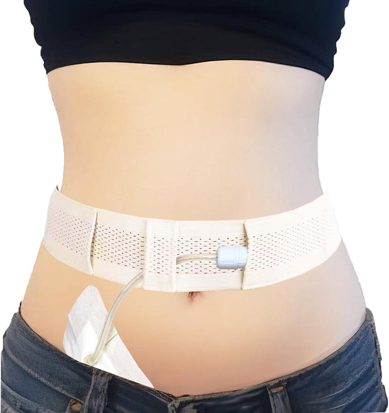CHYDST Peritoneal Dialysis Belt, PD Belts Dialysis for Men Women, Feeding Tube Belt, PD Catheter Belt, G Tube Holder Belt, Peritoneal Dialysis Catheter Accessory for Stomach Feeding Peg J Tube (L, Beige) - Image 1