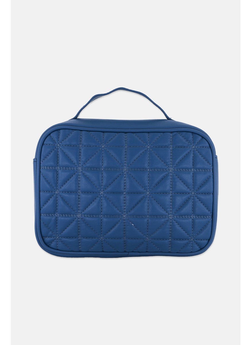 French Connection Women Quilted Toiletry Bag, Slate Blue  - Image 2