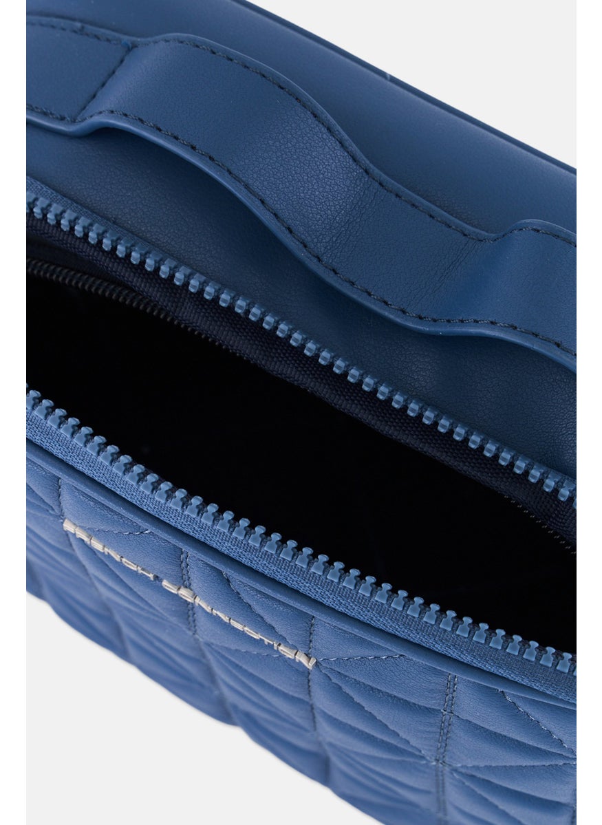 French Connection Women Quilted Toiletry Bag, Slate Blue  - Image 3