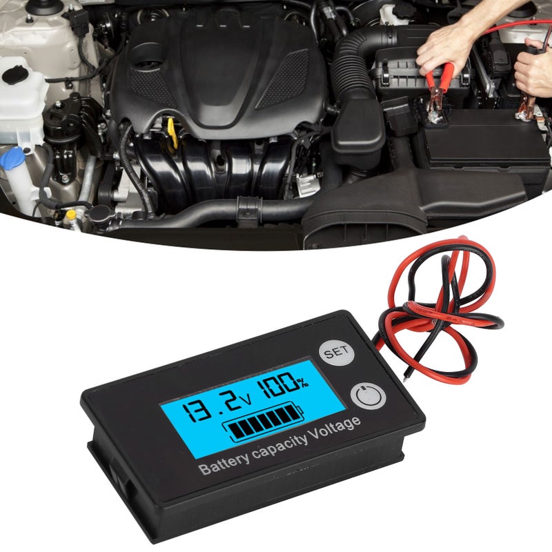 JX‑6133 LCD DC Voltage Meter Waterproof Battery Capacity Tester Voltage Monitor DC8‑100VBlue - Image 4