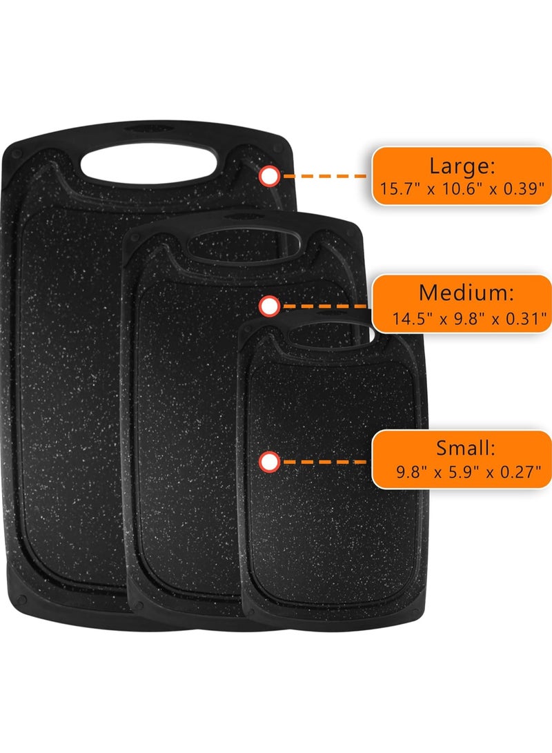 Cutting Boards for Kitchen, Large-Small Cutting Board Set of 3, Dishwasher Safe, Juice Groove, Easy Grip Handle, Non-Slip Rubber Cutting Board - Image 2