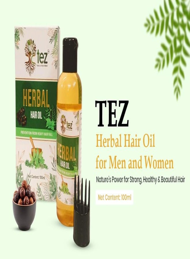 TEZ Herbal Hair Oil for Men and Women | Herbal Hairs Care Oil with Natural Plant Extracts for Reducing Hair Fall | Lightweight Non-Sticky Formula | Suitable for All Types Hairs, 100 ml (Pack of 1) - Image 2
